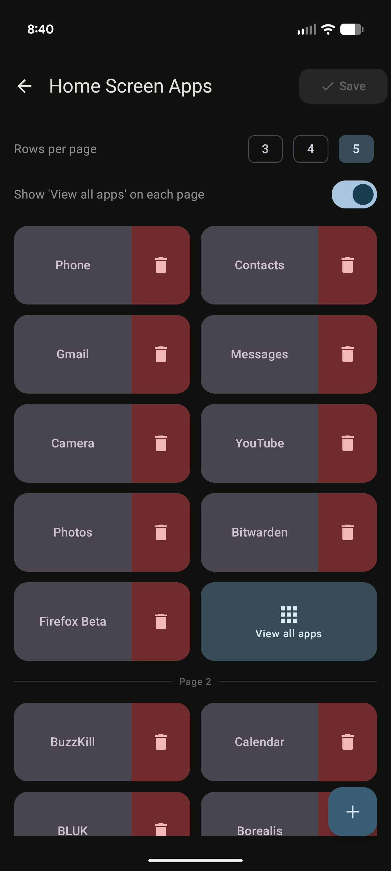 Home screen editor